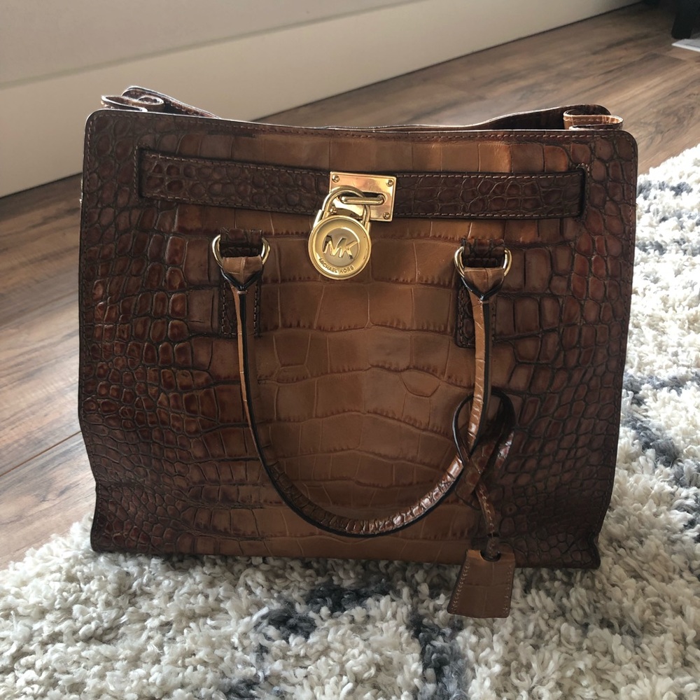 Michael Kors Hamilton purse - brown snakeskin